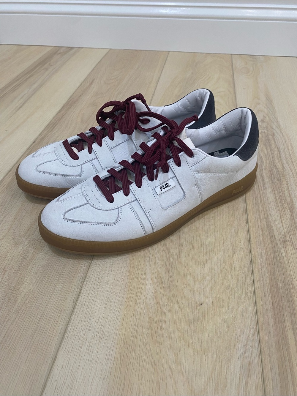P448 Monza Leather White Low-Top Sneakers Size 45 (12 US)